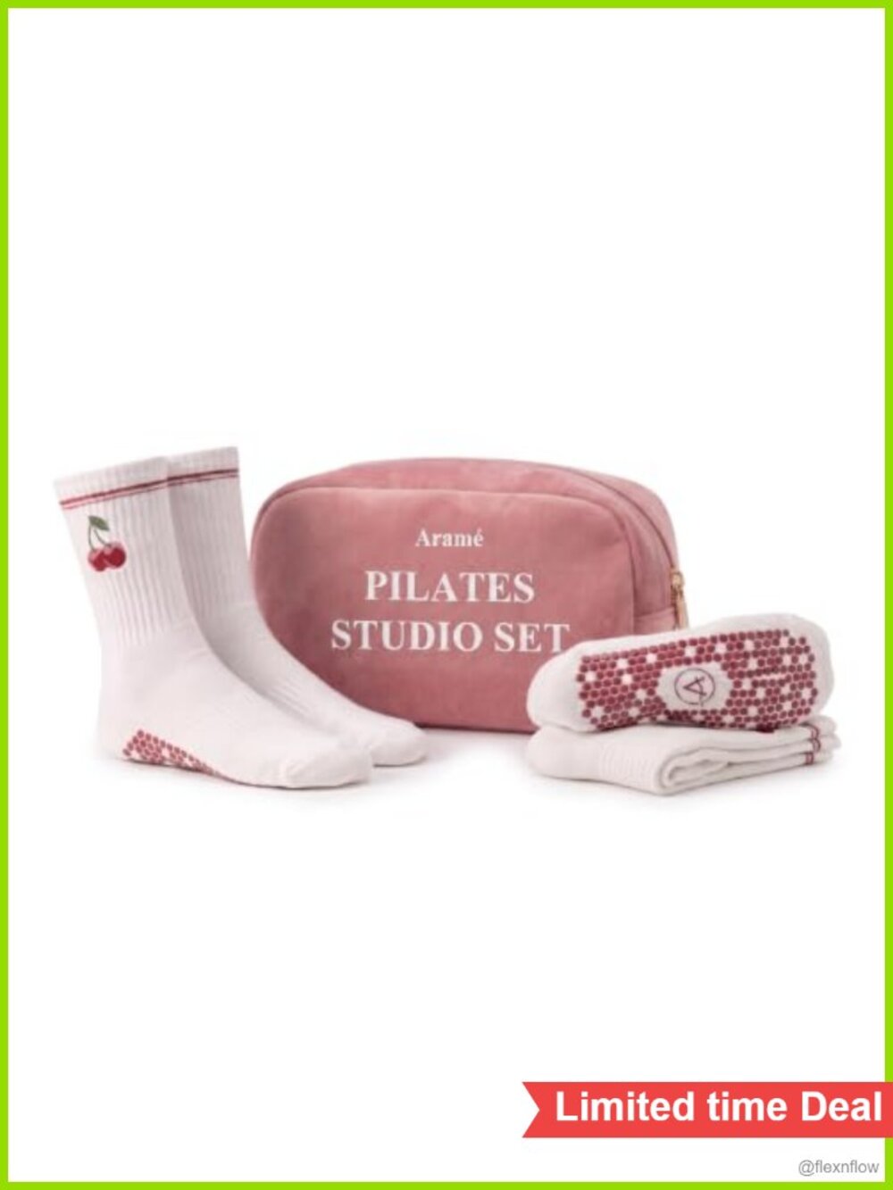 Pilates Studio Set: Suede-Texture Bag & Ribbed Grip Socks for Reformer